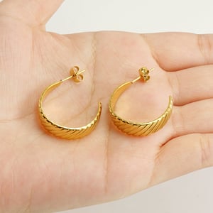 1 pair simple series classic geometric titanium steel  gold plated women hoop earrings h5 Picture2
